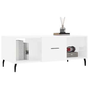 vidaXL Coffee Table High Gloss White 102x50x40 cm Engineered Wood