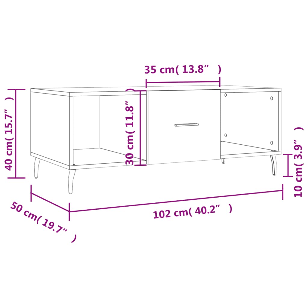 Klubska mizica sonoma hrast 102x50x40 cm inženirski les