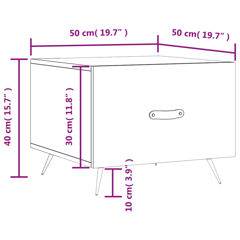 Konferenční stolek bílý 50 x 50 x 40 cm kompozitní dřevo