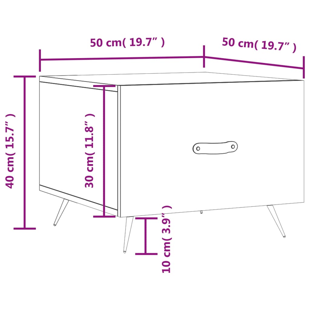 Stolić za kavu crni 50 x 50 x 40 cm od konstruiranog drva