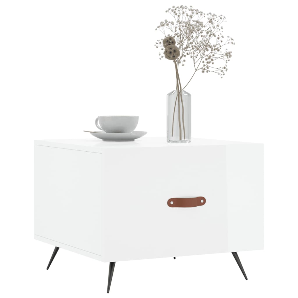 vidaXL Salontafel 50x50x40 cm bewerkt hout hoogglans wit afbeelding