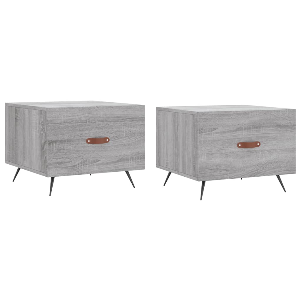 vidaXL Salontafels 2 st 50x50x40 cm bewerkt hout grijs sonoma eiken