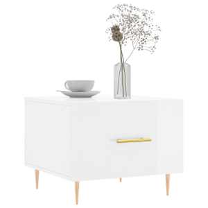 vidaXL Table basse blanc brillant 50x50x40 cm bois d'ing&eacute;nierie