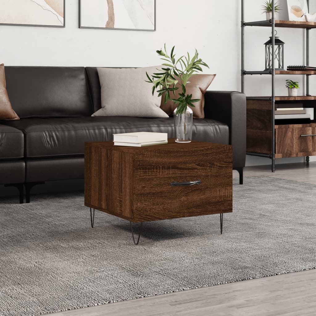 vidaXL sofabord 50x50x40 cm konstrueret træ brun egetræsfarve