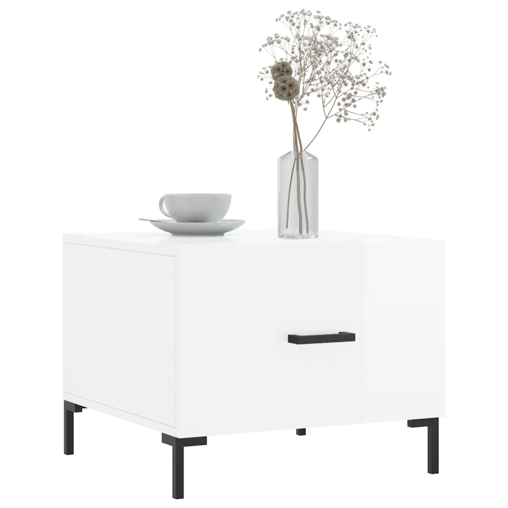 vidaXL Salontafels 2 st 50x50x40 cm bewerkt hout hoogglans wit afbeelding