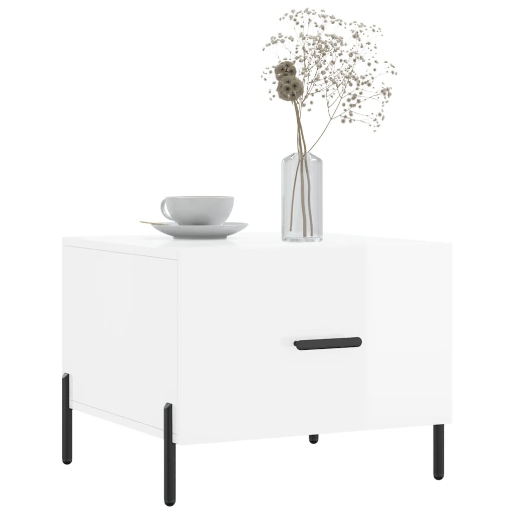 vidaXL Salontafels 2 st 50x50x40 cm bewerkt hout hoogglans wit afbeelding