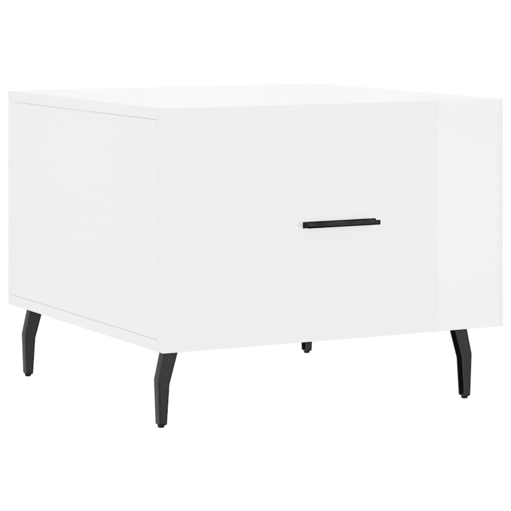 E-shop vidaXL Konferenčný stolík lesklý biely 50x50x40 cm kompozitné drevo