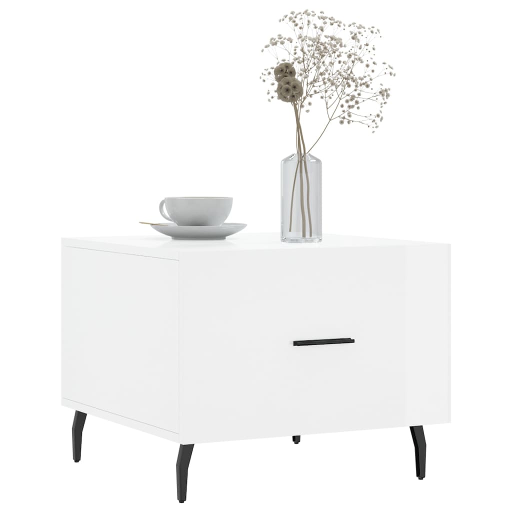 vidaXL Salontafel 50x50x40 cm bewerkt hout hoogglans wit afbeelding