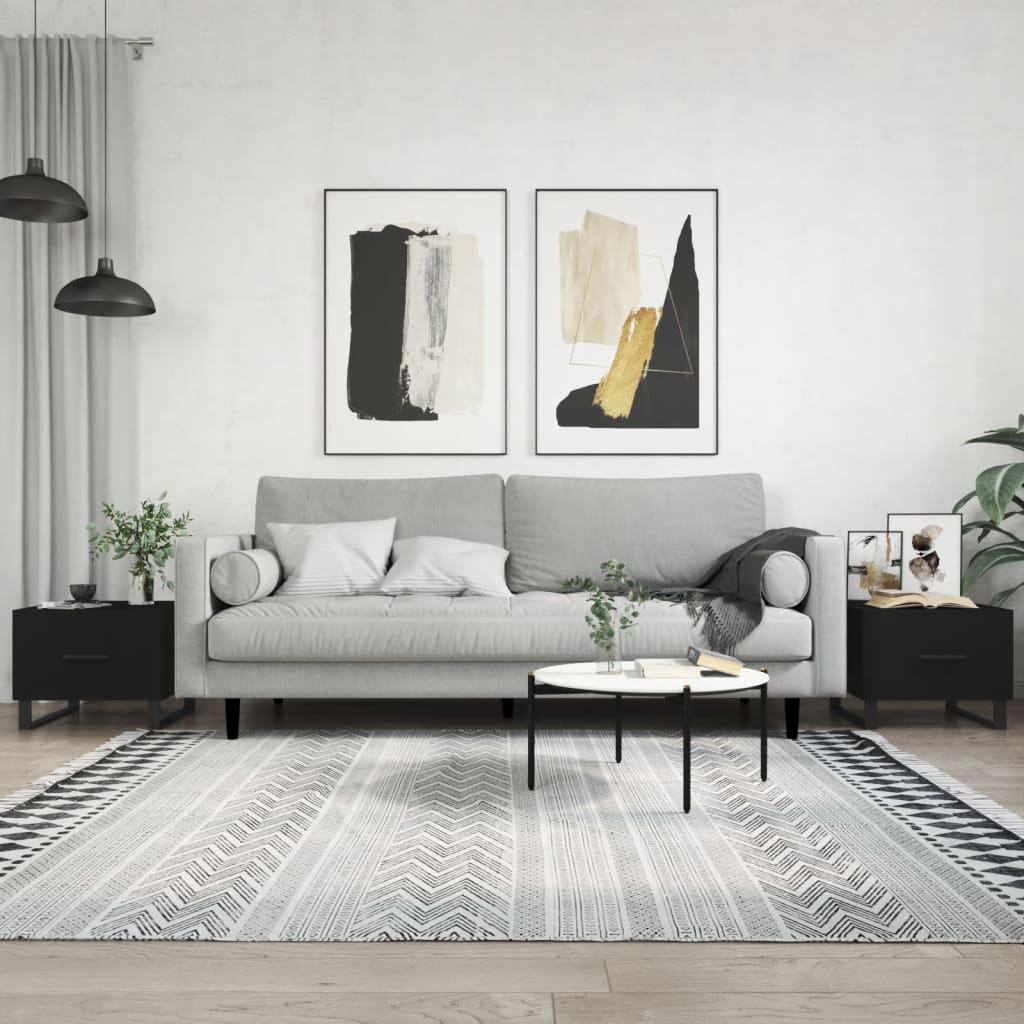 vidaXL sofaborde 2 stk. 50x50x40 cm konstrueret træ sort
