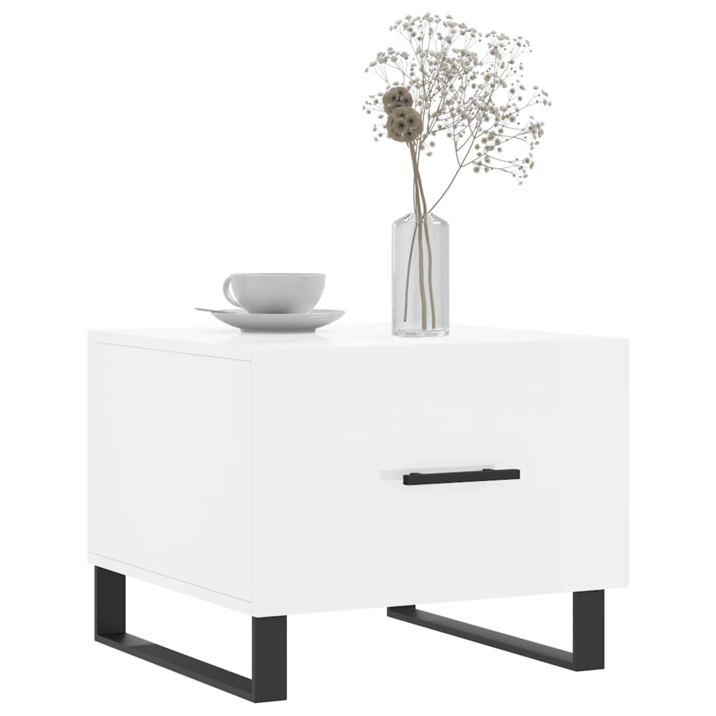 vidaXL Salontafel 50x50x40 cm bewerkt hout hoogglans wit afbeelding