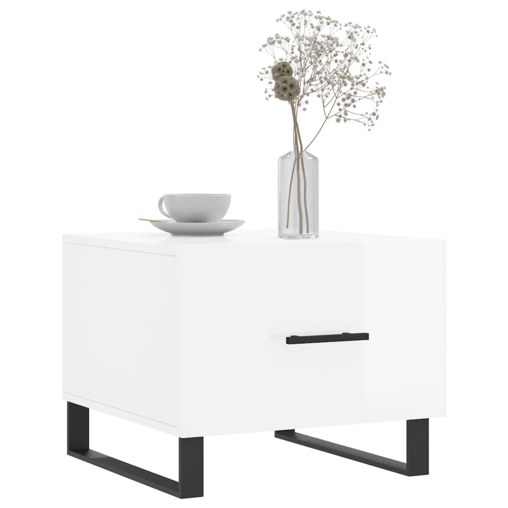 vidaXL Salontafels 2 st 50x50x40 cm bewerkt hout hoogglans wit afbeelding