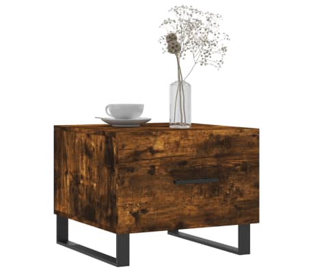 vidaXL Table basse Ch&ecirc;ne fum&eacute; 50x50x40 cm Bois d'ing&eacute;nierie