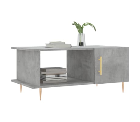vidaXL Table basse gris b&eacute;ton 90x50x40 cm bois d'ing&eacute;nierie