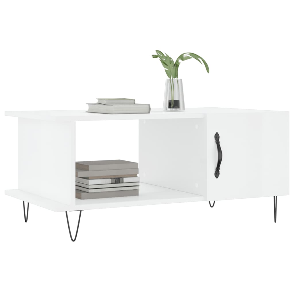 vidaXL Salontafel 90x50x40 cm bewerkt hout hoogglans wit afbeelding
