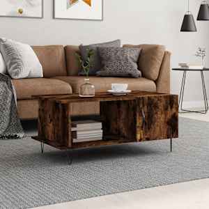 Klubska mizica dimljeni hrast 90x50x40 cm inženirski les