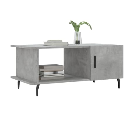 vidaXL Mesa de centro madera contrachapada gris hormig&oacute;n 90x50x40 cm