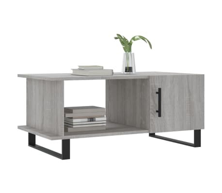 vidaXL Кафе маса, сив сонома, 90x50x40 см, инженерно дърво