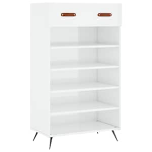 vidaXL jalatsikapp, k&otilde;rgl&auml;ikega valge, 60 x 35 x 105 cm, tehispuit