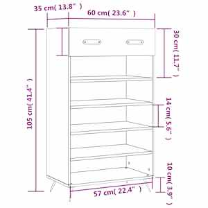 Botník bílý s vysokým leskem 60 x 35 x 105 cm kompozitní dřevo - obrázek 12