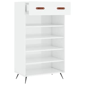 Botník bílý s vysokým leskem 60 x 35 x 105 cm kompozitní dřevo - obrázek 5