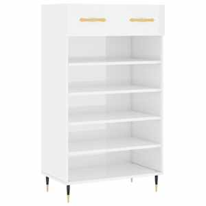 Botník bílý s vysokým leskem 60 x 35 x 105 cm kompozitní dřevo - obrázek 2