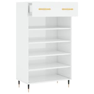 Botník bílý s vysokým leskem 60 x 35 x 105 cm kompozitní dřevo - obrázek 5