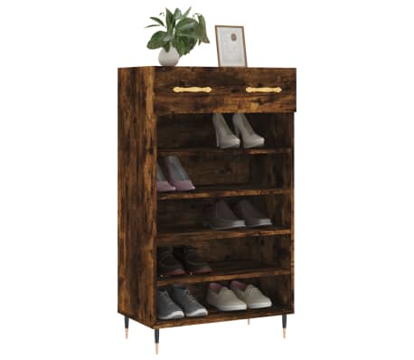 vidaXL Armoire à chaussures chêne fumé 60x35x105 cm bois d'ingénierie