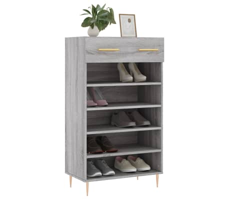 vidaXL Skohylle gr&aring; sonoma 60x35x105 cm konstruert tre