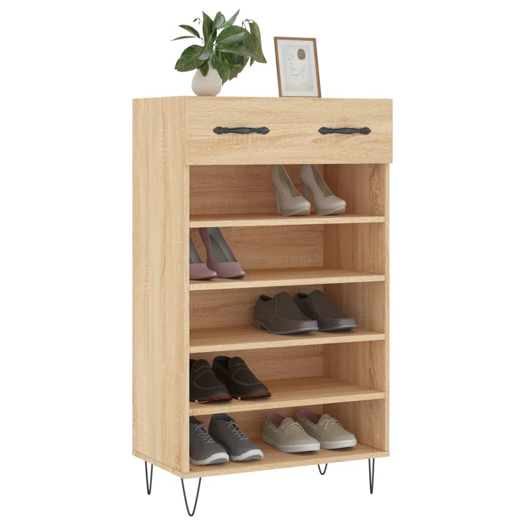 vidaXL Schoenenkast 60x35x105 cm bewerkt hout sonoma eikenkleurig afbeelding