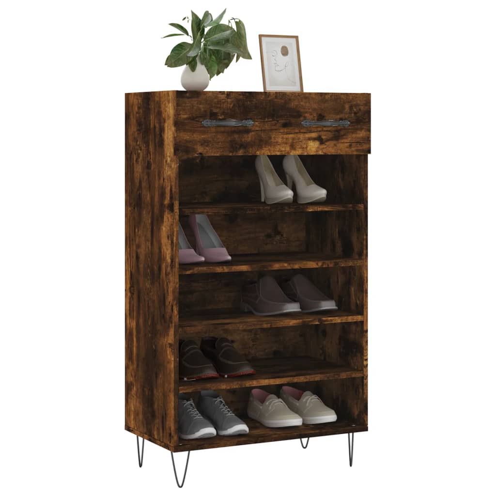vidaXL Schoenenkast 60x35x105 cm bewerkt hout gerookt eikenkleurig afbeelding