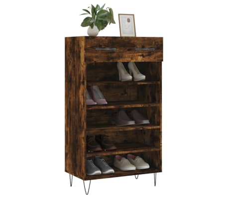 vidaXL Παπουτσοθήκη Καπνιστή Δρυς 60 x 35 x 105εκ. από Επεξεργ. Ξύλο