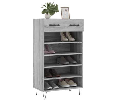 vidaXL Шкаф за обувки, сив сонома, 60x35x105 см, инженерно дърво