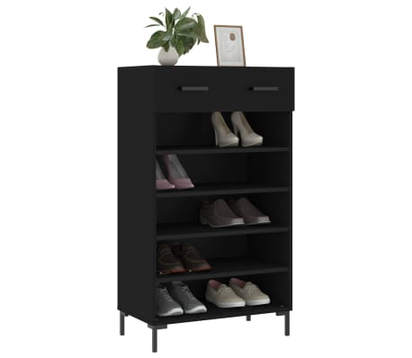 vidaXL Shoe Cabinet Black 60x35x105 cm Engineered Wood