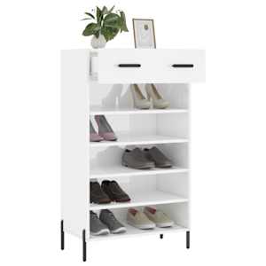 Botník bílý s vysokým leskem 60 x 35 x 105 cm kompozitní dřevo - obrázek 4