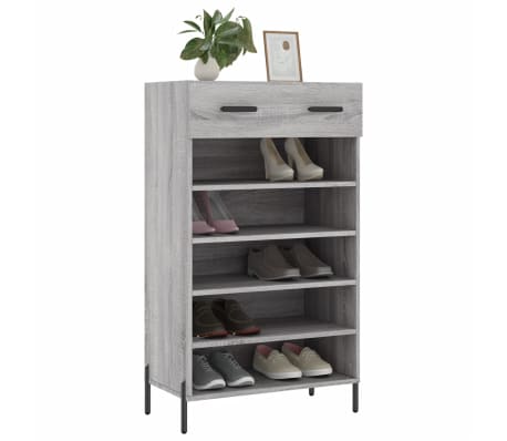 vidaXL Skohylla gr&aring; sonoma 60x35x105 cm konstruerat tr&auml;