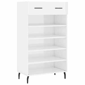 Botník bílý s vysokým leskem 60 x 35 x 105 cm kompozitní dřevo - obrázek 2