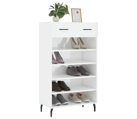 vidaXL Skosk&aring;p vit h&ouml;gglans 60x35x105 cm konstruerat tr&auml;