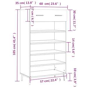 Botník bílý s vysokým leskem 60 x 35 x 105 cm kompozitní dřevo - obrázek 12