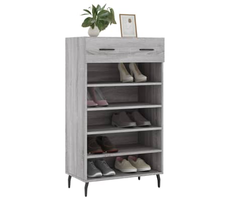 vidaXL Skohylle gr&aring; sonoma 60x35x105 cm konstruert tre