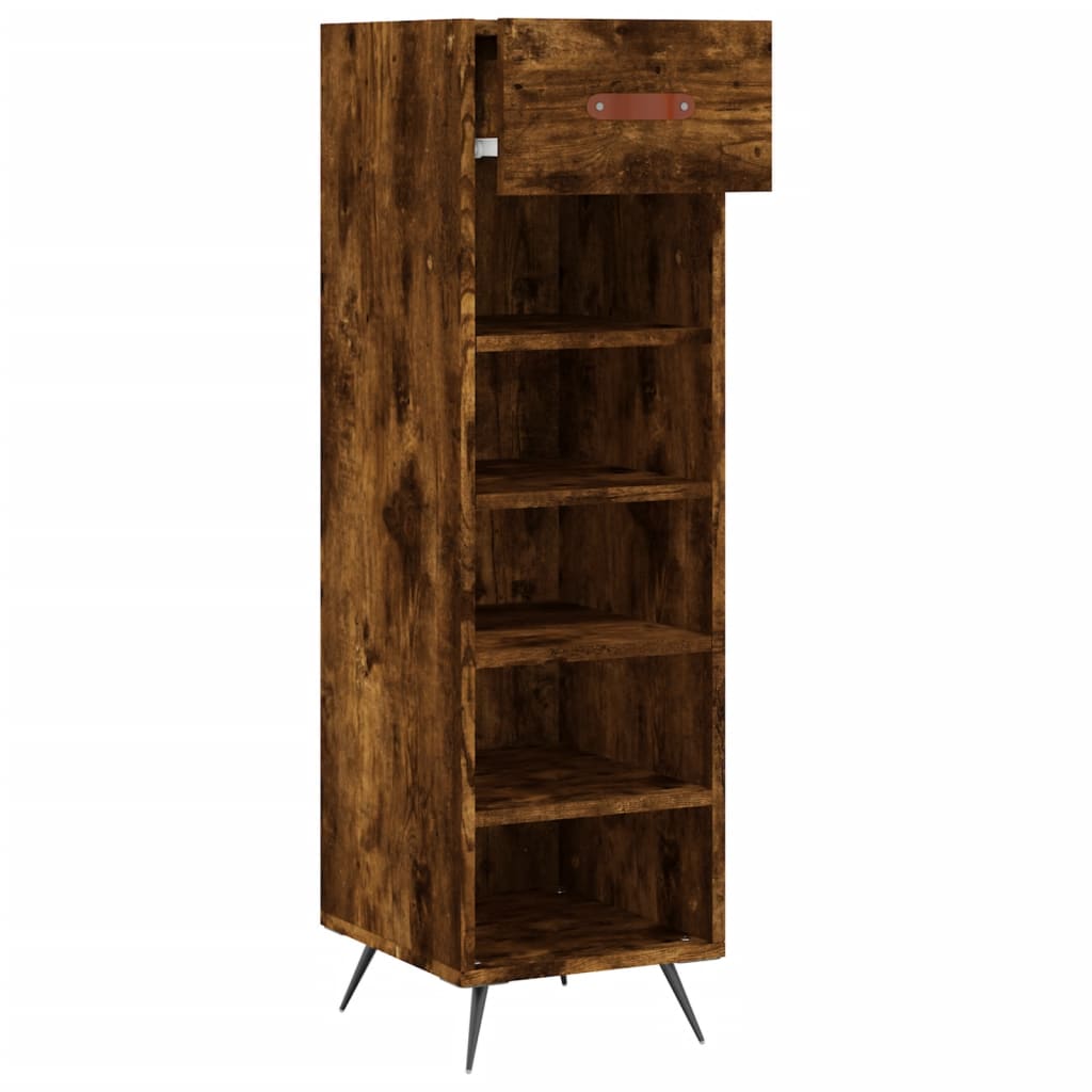 vidaXL Schoenenkast 30x35x105 cm bewerkt hout gerookt eikenkleurig afbeelding