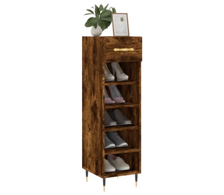 vidaXL Shoe Cabinet Smoked Oak 30x35x105 cm Engineered Wood