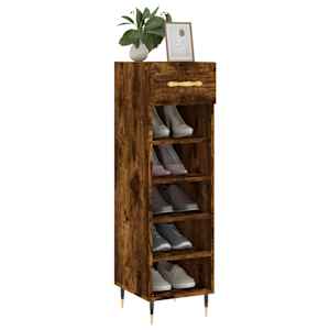 vidaXL Shoe Cabinet Smoked Oak 30x35x105 cm Engineered Wood