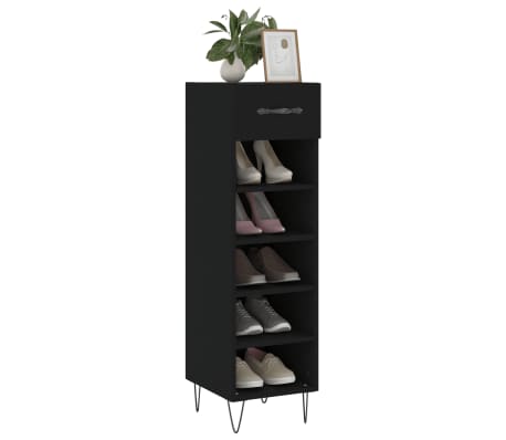 vidaXL Armoire &agrave; chaussures noir 30x35x105 cm bois d'ing&eacute;nierie