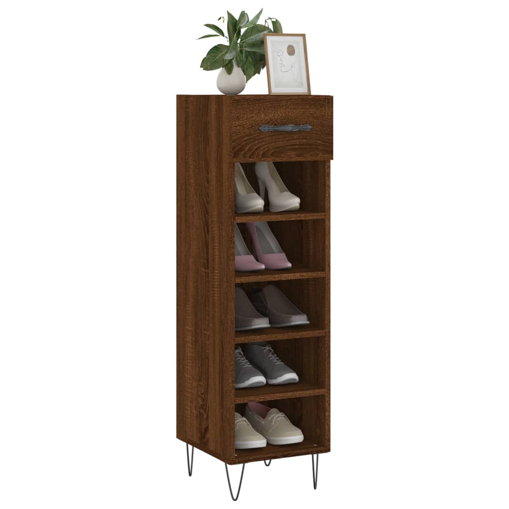 vidaXL Schoenenkast 30x35x105 cm bewerkt hout bruin eikenkleur afbeelding
