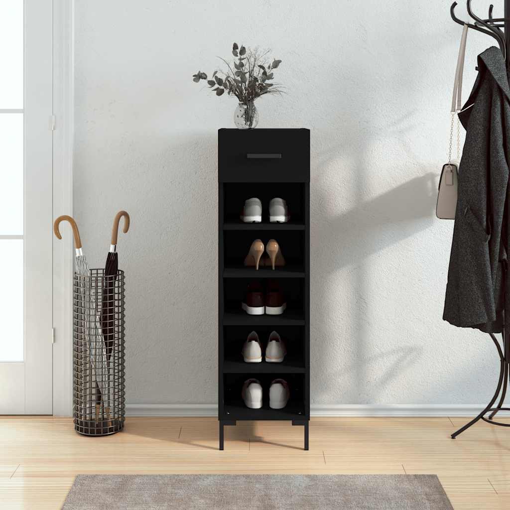 vidaXL Pantofar, negru, 30x35x105 cm, lemn compozit