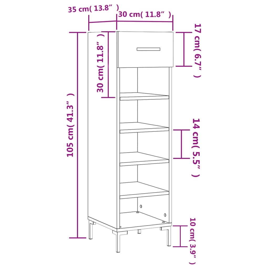 Botník bílý s vysokým leskem 30 x 35 x 105 cm kompozitní dřevo