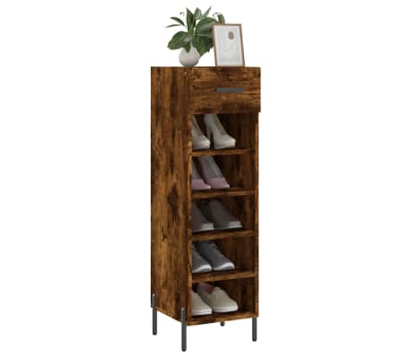 vidaXL Pantofar, stejar afumat, 30x35x105 cm, lemn compozit