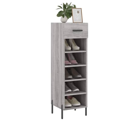 vidaXL Meuble &agrave; chaussures sonoma gris 30x35x105 cm bois d'ing&eacute;nierie
