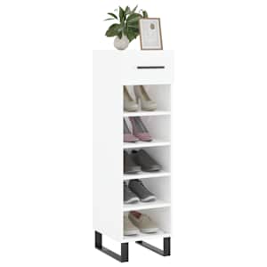vidaXL Armoire &agrave; chaussure Blanc brillant 30x35x105 cm Bois ing&eacute;nierie