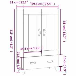 Skříň highboard kouřový dub 69,5 x 31 x 115 cm kompozitní dřevo - obrázek 13